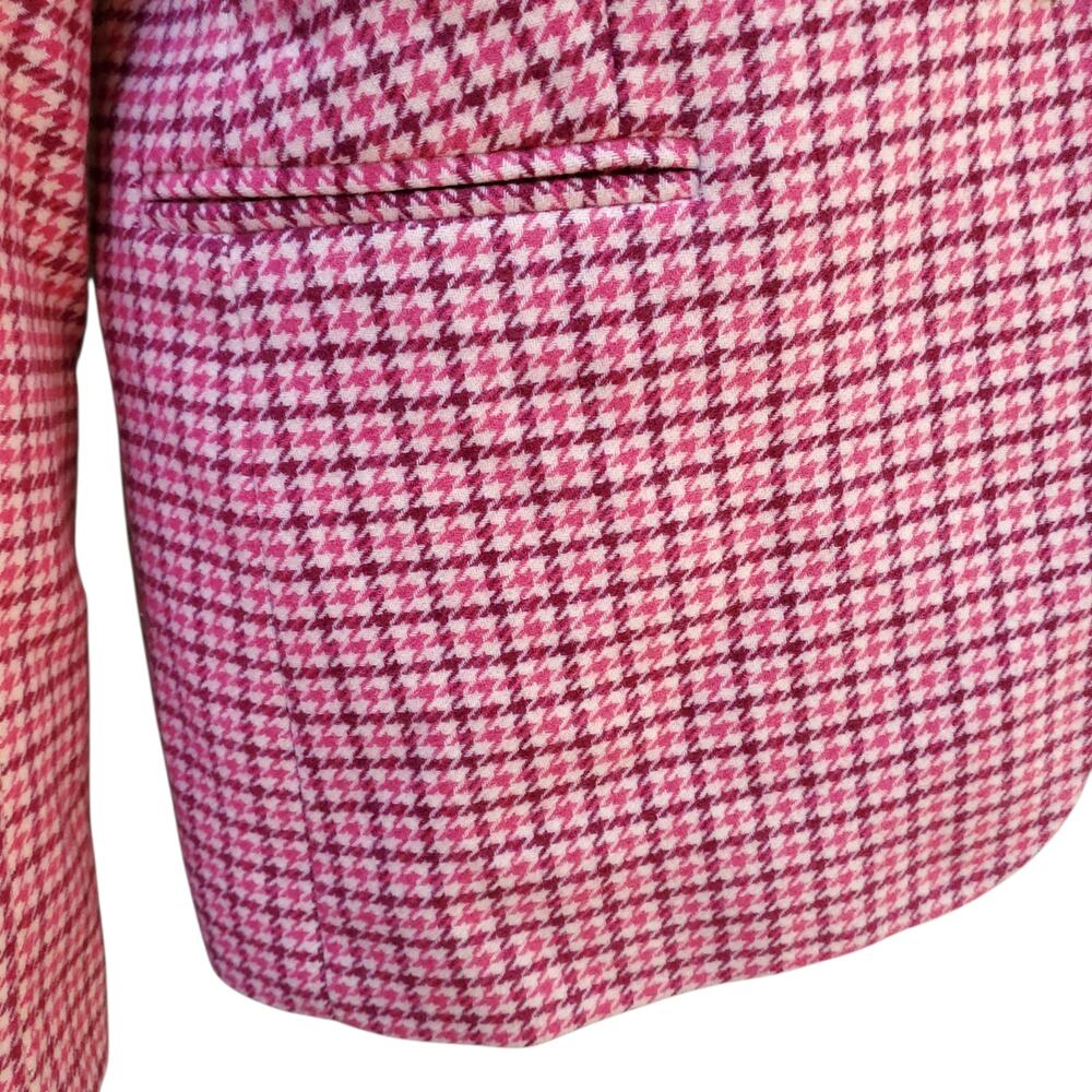 J. Crew Berry Pink Houndstooth Blazer Jacket Ivy Preppy Academia Wool Blend 12 - Picture 6 of 16